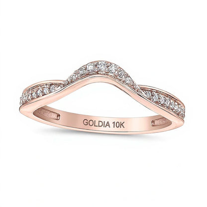 0.1 ct. Gesamtgewicht Diamant-Ring mit Wellenkontur aus 10K Roségold