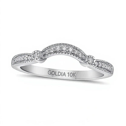 0.1 ct. Gesamtgewicht Diamant-Ring in 10K Weißgold
