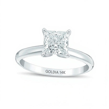 1.0 CT. Diamant-Solitär Verlobungsring im Princess-Schliff in 14K Weißgold (I/I2)