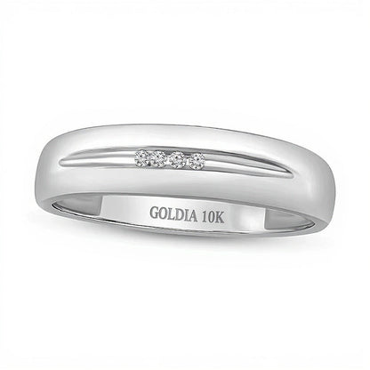 0.05 ct. Gesamtgewicht Diamant Ehering mit Mittelrille in 10K Weißgold