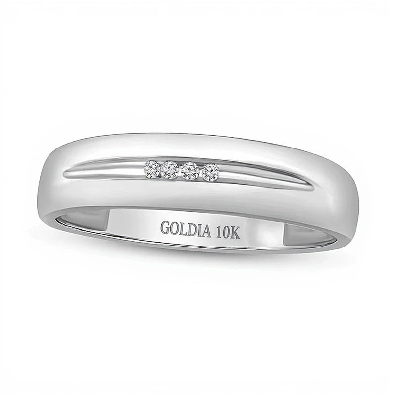 0.05 ct. Gesamtgewicht Diamant Ehering mit Mittelrille in 10K Weißgold