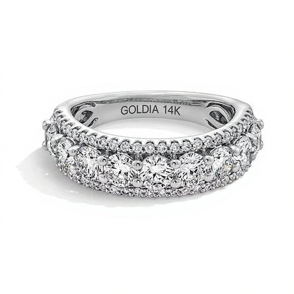 2.0 ct. Gesamtgewicht Labordiamant Ring dreireihig in 14K Weißgold (I/SI2)