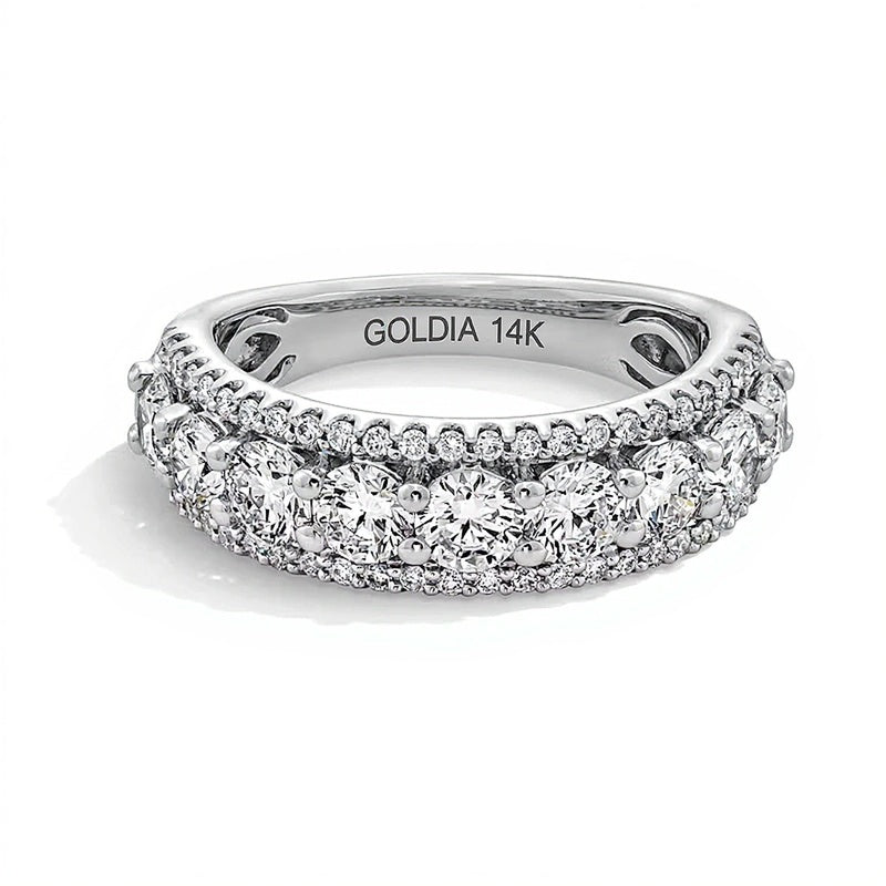 2.0 ct. Gesamtgewicht Labordiamant Ring dreireihig in 14K Weißgold (I/SI2)