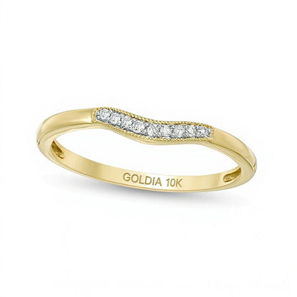 Memoire-Ring im Vintage-Stil mit Diamant-Besatz und Konturform in 10K Gelbgold