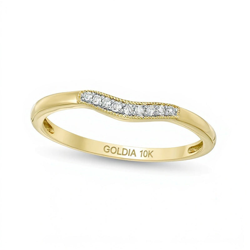Memoire-Ring im Vintage-Stil mit Diamant-Besatz und Konturform in 10K Gelbgold