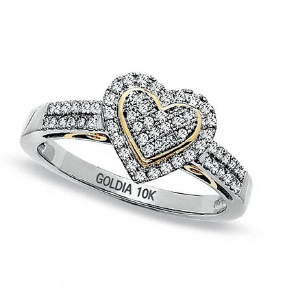 0.33 ct. Gesamtgewicht Diamant Pavé Herz-Ring in 10K Two-Tone Gold