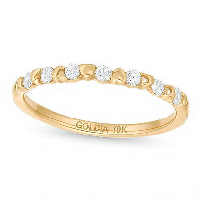 0.2 ct. Gesamtgewicht Diamant Ring mit Herzmotiv zum Stapeln in 10K Gelbgold