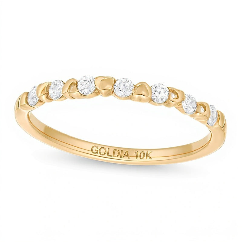 0.2 ct. Gesamtgewicht Diamant Ring mit Herzmotiv zum Stapeln in 10K Gelbgold