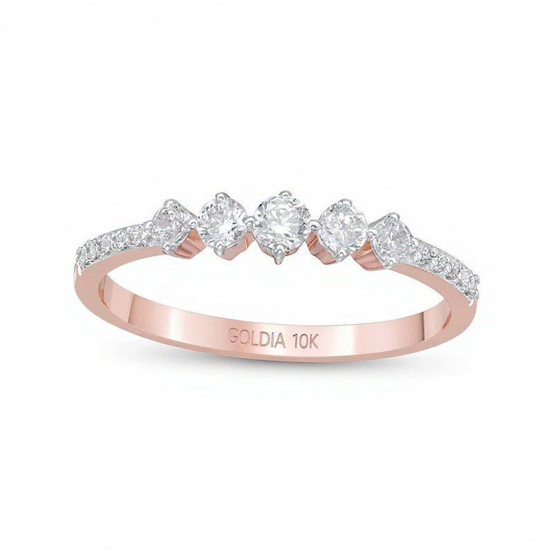 0.33 ct. Gesamtgewicht Diamant Fünfstein-Memoire-Ring in 10K Roségold