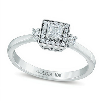 0,25 ct. Gesamtgewicht Freundschaftsring mit Diamanten im Princess- und Rundschliff in 10K Weißgold