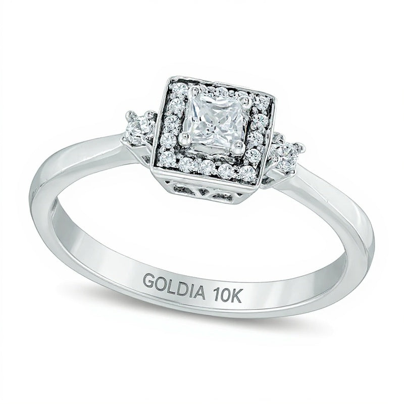 0,25 ct. Gesamtgewicht Freundschaftsring mit Diamanten im Princess- und Rundschliff in 10K Weißgold