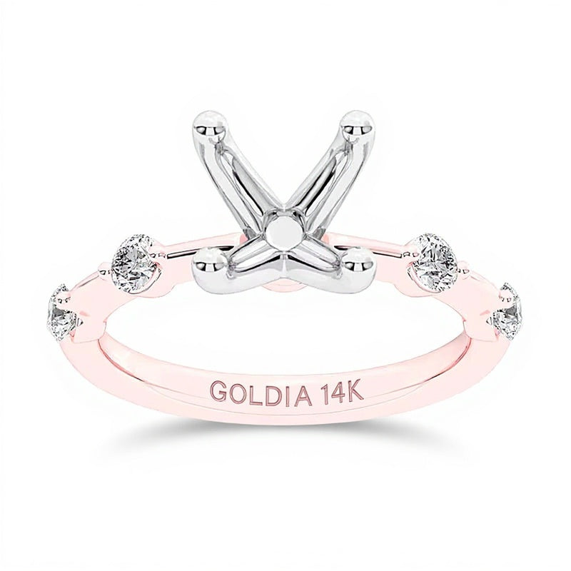 0.25 ct. Gesamtgewicht Diamant Station Semi-Mount Fassung in 14K Roségold