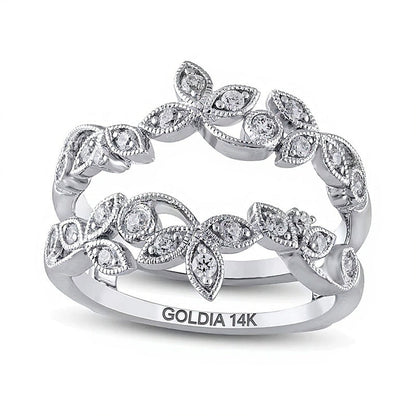 0.33 ct. Gesamtgewicht Diamant-Ring im Vintage-Stil mit Ranken-Motiv in 14K Weißgold