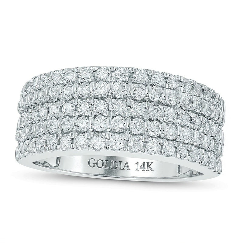 1.0 CT. Gesamtgewicht Diamant-Ring fünfreihig in 14K Weißgold (I/SI2)