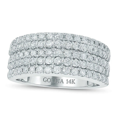 1.0 CT. Gesamtgewicht Diamant-Ring fünfreihig in 14K Weißgold (I/SI2)
