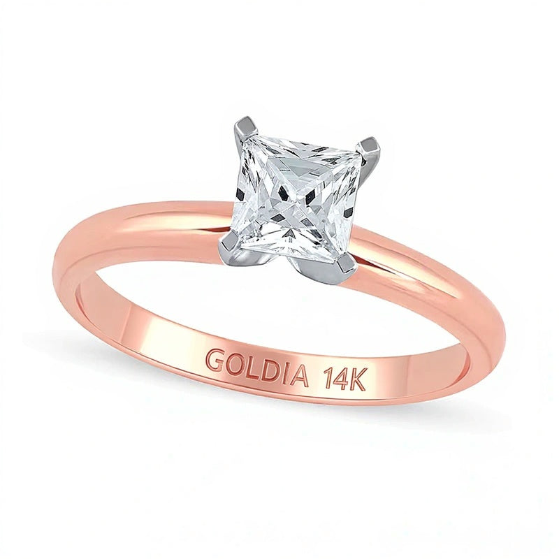 1.0 CT. Labordiamant-Solitär-Verlobungsring im Princess-Schliff in 14K Roségold (F/VS2)
