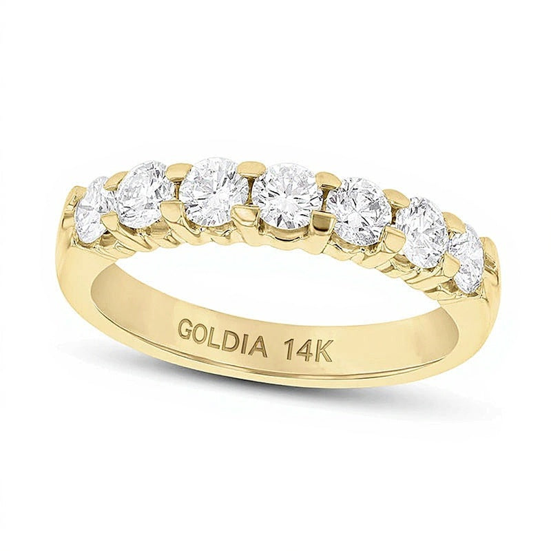 Memoire-Ring mit sieben Diamanten 1.0 CT. TW in 14K Gelbgold