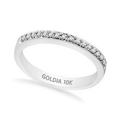 0.1 CT. Gesamtgewicht Diamant-Ehering in 10K Weißgold