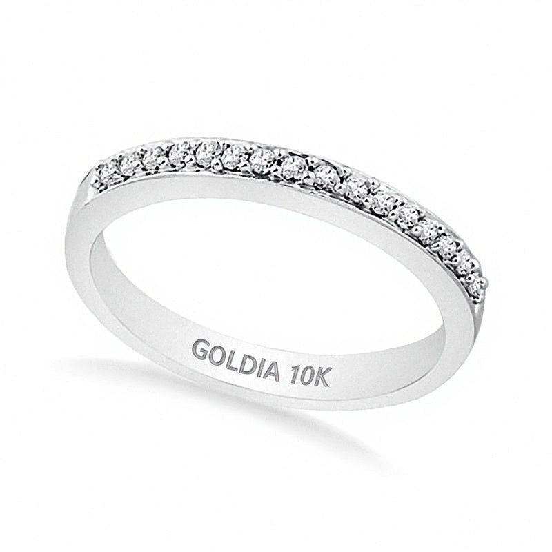 0.1 CT. Gesamtgewicht Diamant-Ehering in 10K Weißgold