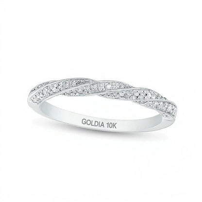 0,2 ct. Gesamtgewicht Diamant Twist-Ehering in 10K Weißgold