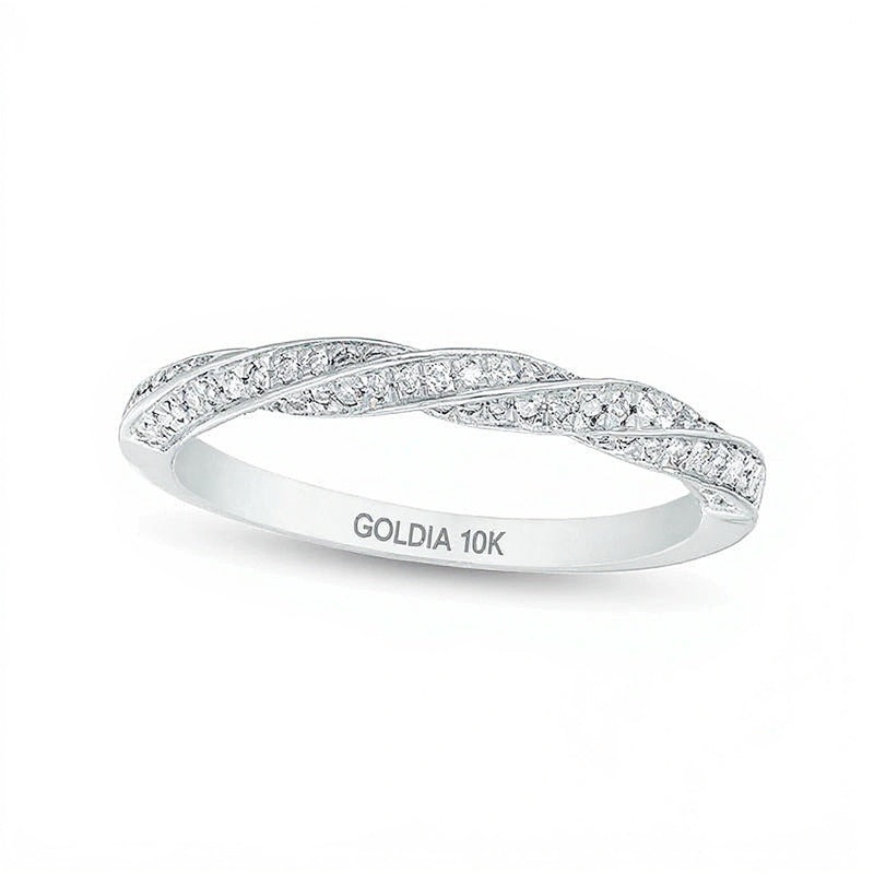 0,2 ct. Gesamtgewicht Diamant Twist-Ehering in 10K Weißgold