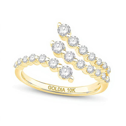 0,75 ct. Gesamtgewicht Labordiamant Split-Bypass-Ring aus 10K Gelbgold (F/VS2)