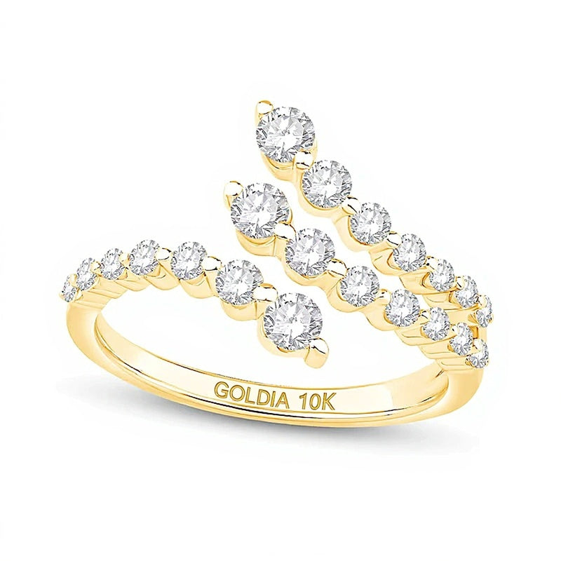 0,75 ct. Gesamtgewicht Labordiamant Split-Bypass-Ring aus 10K Gelbgold (F/VS2)