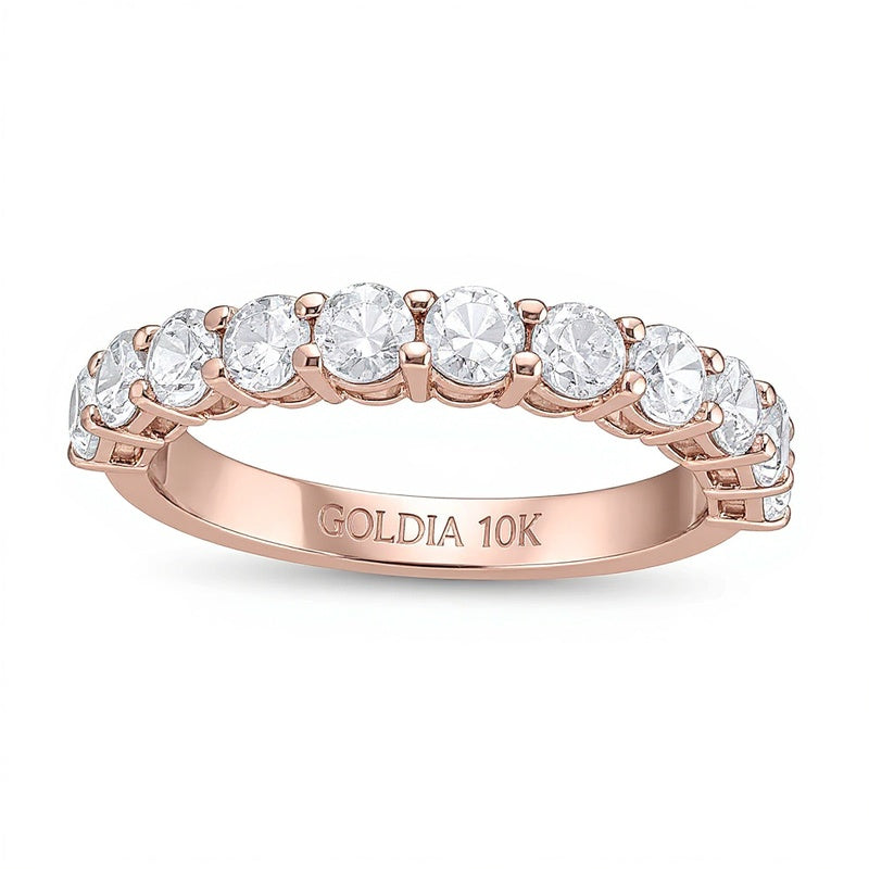 Ring mit 1,25 ct. Gesamtgewicht weißen Diamanten im Rundschliff in 10K Roségold (I/I2)
