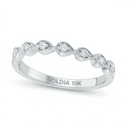 0.1 ct. Gesamtgewicht Diamant Sieben-Stein Memoire-Ring mit seitlichem Tropfen-Design in 10K Weißgold