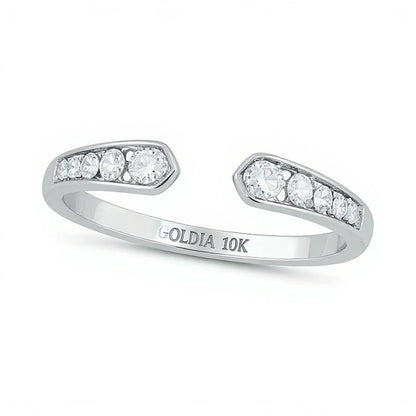 0.2 ct. Gesamtgewicht Diamant Ring mit abgestufter offener Ringschiene, stapelbar, in 10K Weißgold