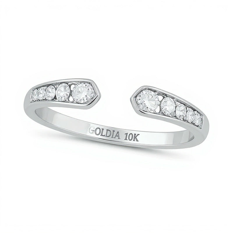 0.2 ct. Gesamtgewicht Diamant Ring mit abgestufter offener Ringschiene, stapelbar, in 10K Weißgold