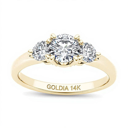 0.75 ct. Gesamtgewicht Diamant Dreistein-Verlobungsring in 14K Gelbgold
