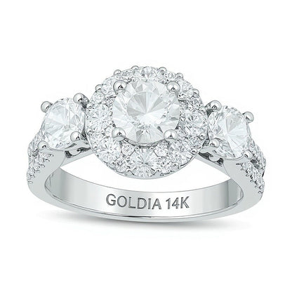 Verlobungsring 2.0 ct. Gesamtgewicht Diamant Dreistein für Damen in 14K Weißgold (I/I1)
