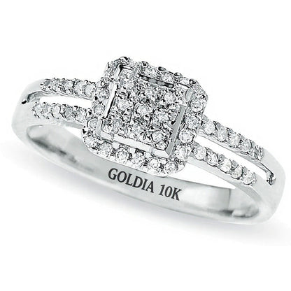 0.25 ct. Gesamtgewicht Diamant Fashion Ring mit Split-Shank in 10K Weißgold