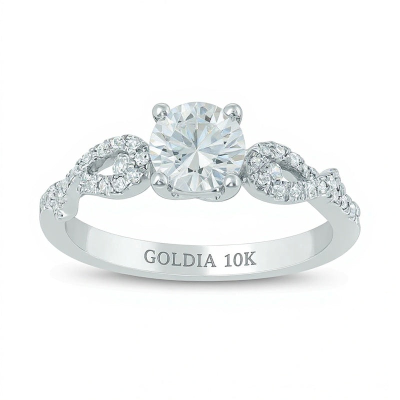 0.88 ct. Gesamtgewicht Diamant Verlobungsring mit Twist-Design in 10K Weißgold