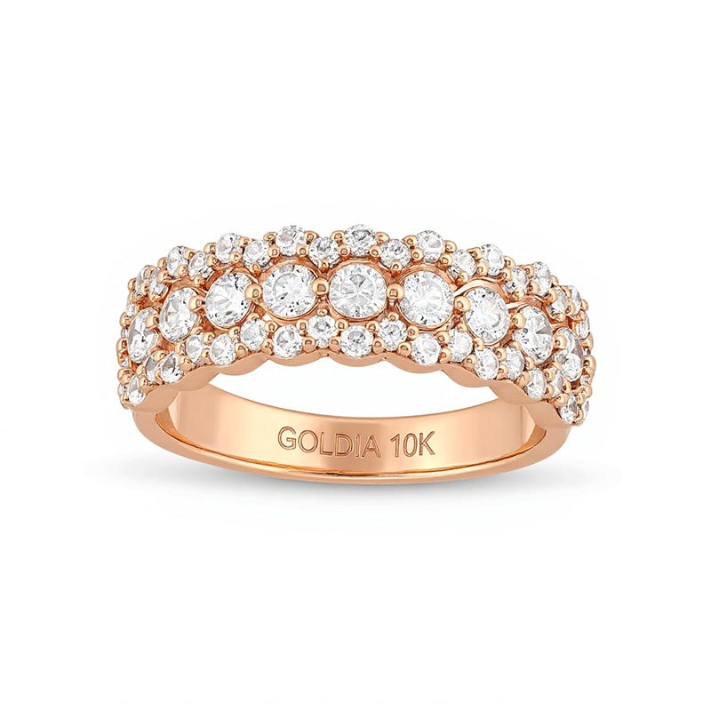 1.0 ct. Gesamtgewicht Diamant-Ring mit Muschelrand-Design in 10K Roségold