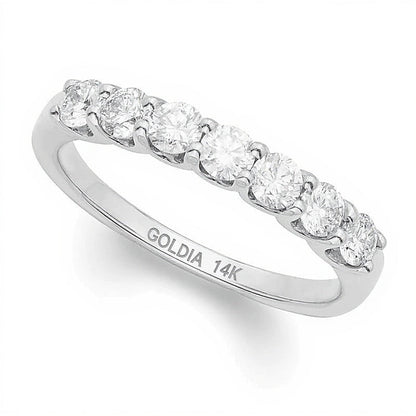 0,75 ct. Gesamtgewicht Diamant Ehering mit sieben Steinen in 14K Weißgold (I/I1)