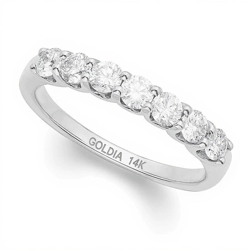 0,75 ct. Gesamtgewicht Diamant Ehering mit sieben Steinen in 14K Weißgold (I/I1)