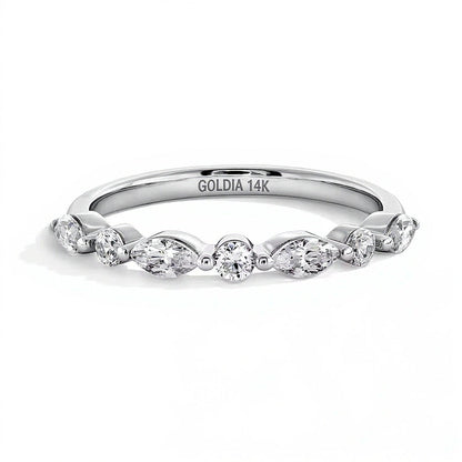 0.5 CT. Gesamtgewicht Diamant-Memoire-Ring im Marquise- und Rundschliff im Wechsel in 14K Weißgold (I/SI2)