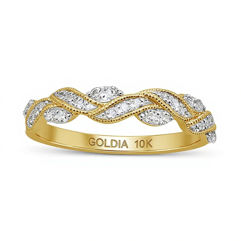 0,25 ct. Gesamtgewicht Diamant Memoire-Ring in geflochtenem Vintage-Stil aus 10K Gelbgold