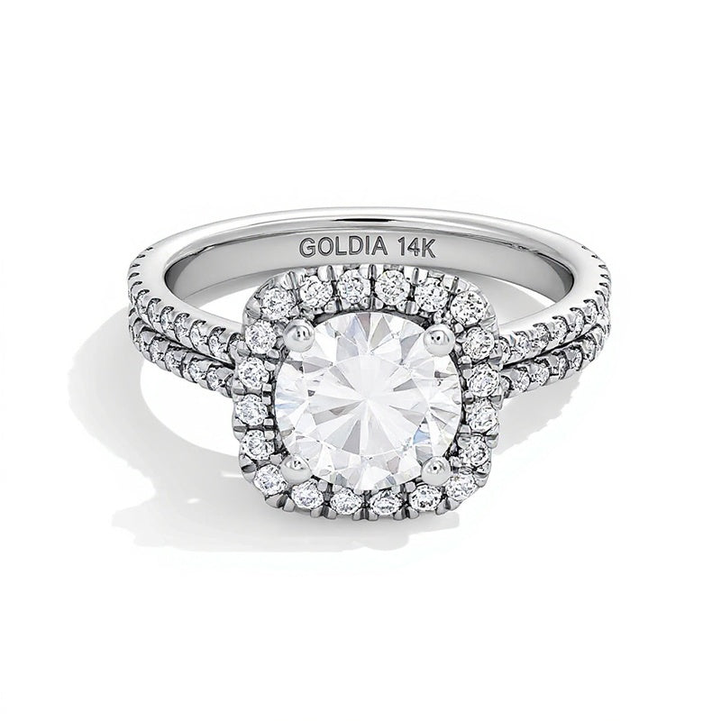 2.63 CT. Gesamtgewicht Labordiamant Halo-Ring in 14K Weißgold (F/SI2)