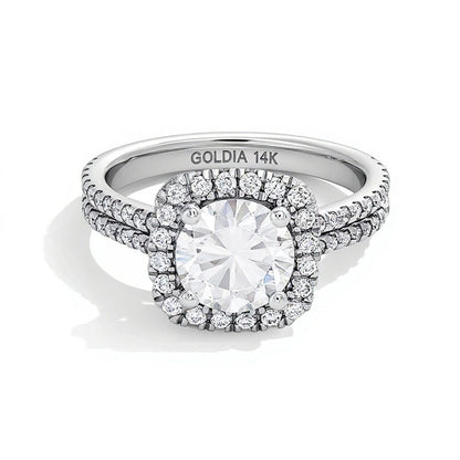 2.63 CT. Gesamtgewicht Labordiamant Halo-Ring in 14K Weißgold (F/SI2)