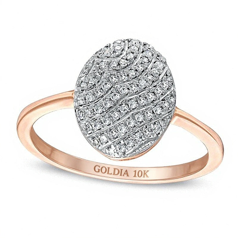 Diamant-Ring rund/oval 0.17 ct. Gesamtgewicht in 10K Roségold