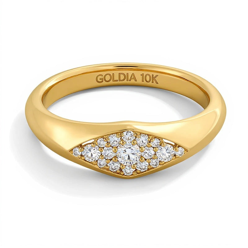 0.25 ct. Gesamtgewicht geometrischer Fashion-Ring mit Labordiamanten in 10K Gelbgold (F/VS2)