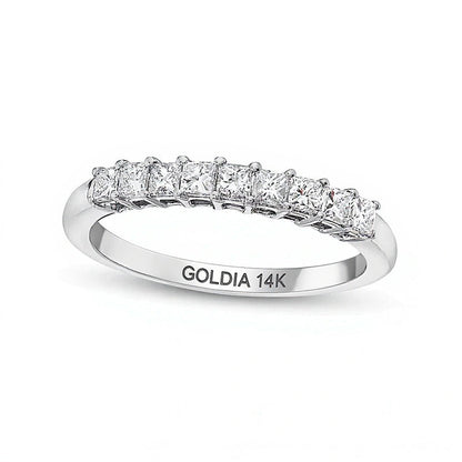 0.5 ct. Gesamtgewicht Diamant-Memoire-Ring im Princess-Schliff mit neun Steinen in 14K Weißgold