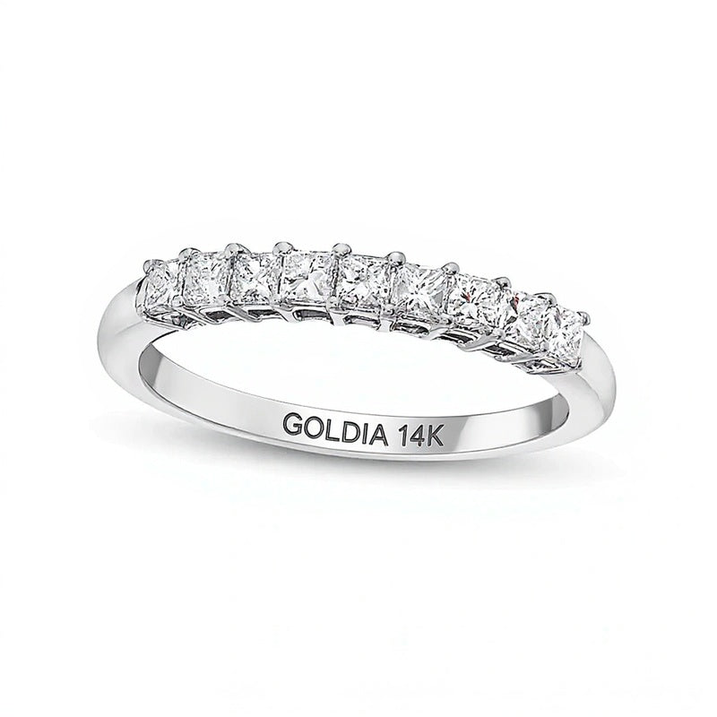 0.5 ct. Gesamtgewicht Diamant-Memoire-Ring im Princess-Schliff mit neun Steinen in 14K Weißgold