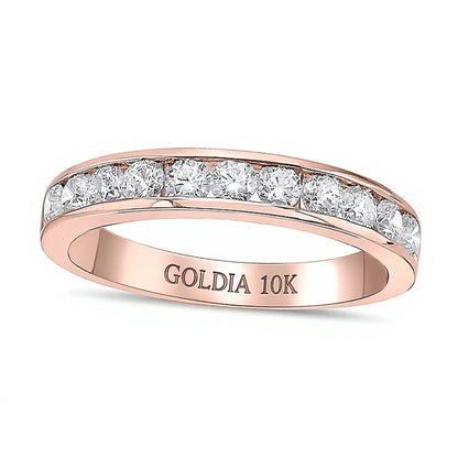 0,75 ct. Gesamtgewicht Diamant-Ring kanalgefasst mit elf Steinen in 10K Roségold (I/I2)