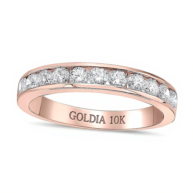 0,75 ct. Gesamtgewicht Diamant-Ring kanalgefasst mit elf Steinen in 10K Roségold (I/I2)