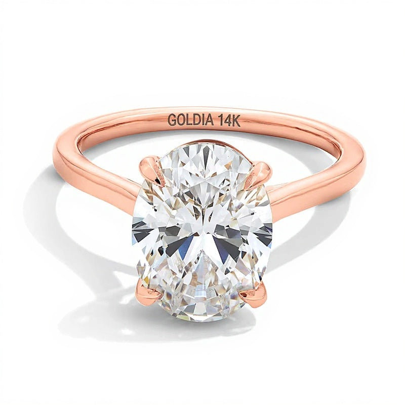 4.0 CT. Ovaler Labordiamant Solitär Verlobungsring in 14K Roségold (F/VS2)