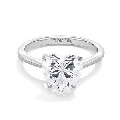 2.0 CT. Labordiamant-Solitär in Herzform, Verlobungsring aus 14K Weißgold (F/VS2)